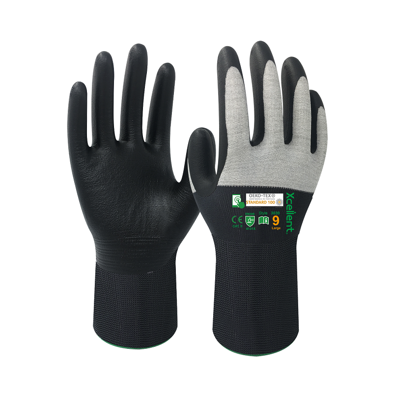 Cimdi ar mikroputu nitrila pārklājumu Xcellent