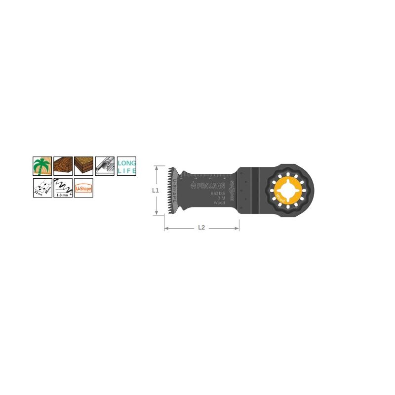 Multifunkcionālā zāģa asmeņ kokam, BIM Starlock, 32mm x 50mm, 5 gab.