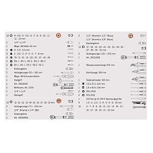 1/4" + 3/8" + 1/2" PROJAHN profesionāla universāla instrumentu kaste, 122 daļas